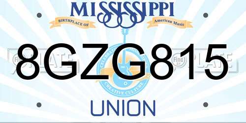 8GZG815 Mississippi License Plate