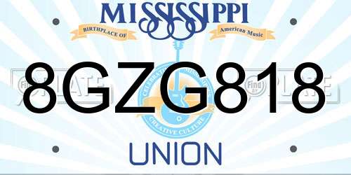 8GZG818 Mississippi License Plate