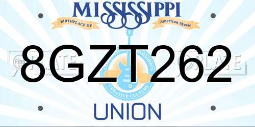 8GZT262 Mississippi License Plate