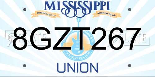 8GZT267 Mississippi License Plate