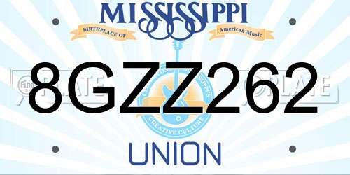 8GZZ262 Mississippi License Plate