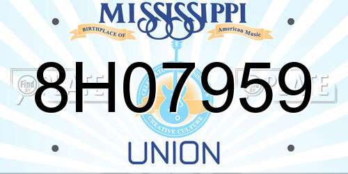 8H07959 Mississippi License Plate