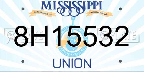 8H15532 Mississippi License Plate