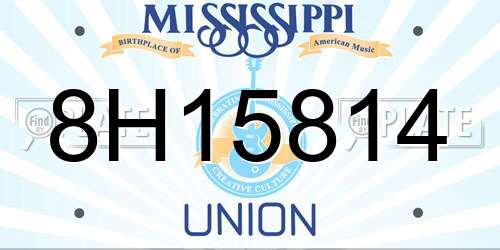 8H15814 Mississippi License Plate