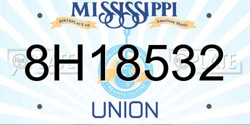 8H18532 Mississippi License Plate