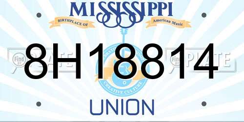 8H18814 Mississippi License Plate