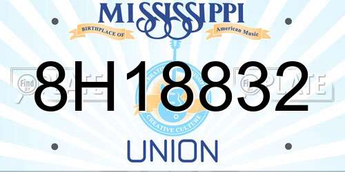 8H18832 Mississippi License Plate