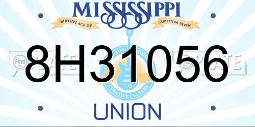 8H31056 Mississippi License Plate