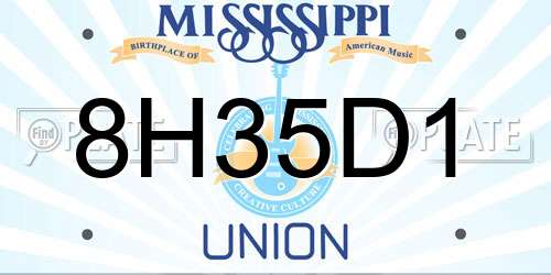 8H35D1 Mississippi License Plate