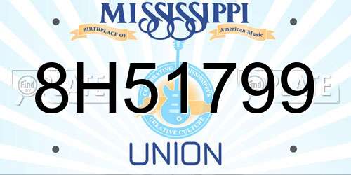 8H51799 Mississippi License Plate