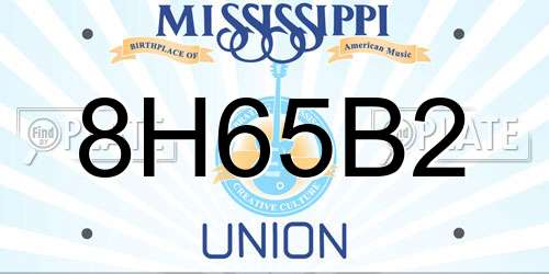 8H65B2 Mississippi License Plate