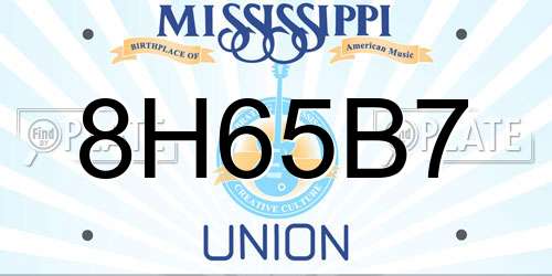 8H65B7 Mississippi License Plate