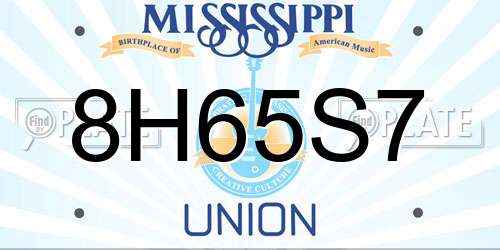 8H65S7 Mississippi License Plate