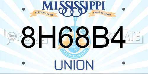 8H68B4 Mississippi License Plate