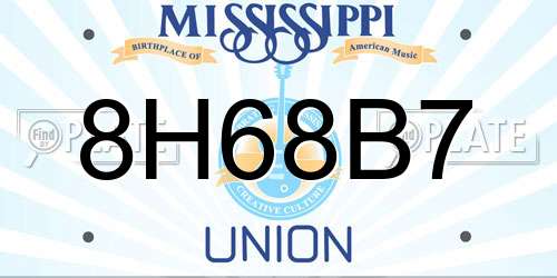 8H68B7 Mississippi License Plate