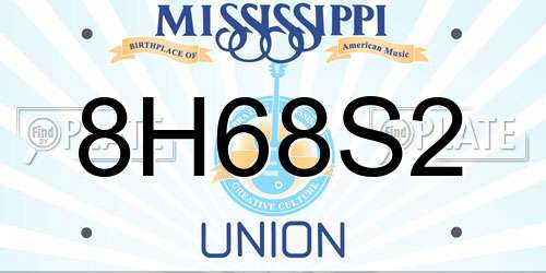 8H68S2 Mississippi License Plate
