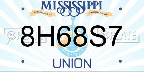 8H68S7 Mississippi License Plate