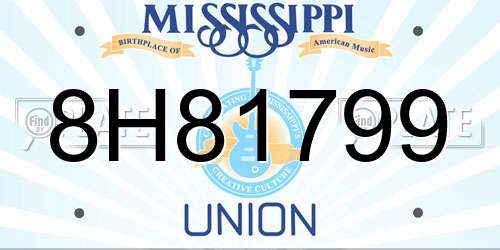 8H81799 Mississippi License Plate
