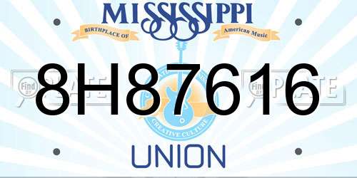 8H87616 Mississippi License Plate