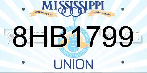 8HB1799 Mississippi License Plate