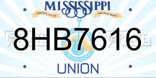 8HB7616 Mississippi License Plate