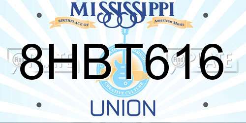 8HBT616 Mississippi License Plate