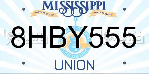 8HBY555 Mississippi License Plate
