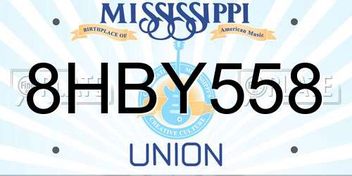 8HBY558 Mississippi License Plate
