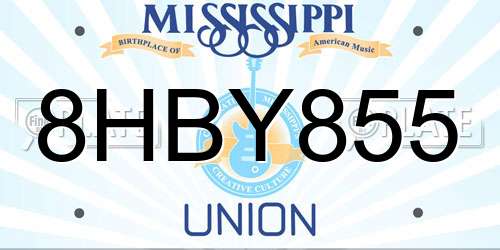 8HBY855 Mississippi License Plate