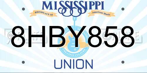 8HBY858 Mississippi License Plate
