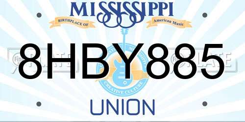 8HBY885 Mississippi License Plate