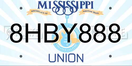 8HBY888 Mississippi License Plate