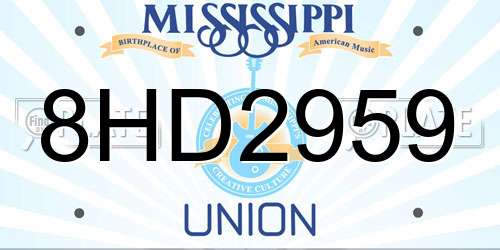 8HD2959 Mississippi License Plate