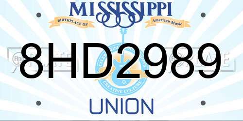 8HD2989 Mississippi License Plate