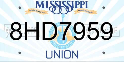 8HD7959 Mississippi License Plate