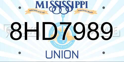 8HD7989 Mississippi License Plate