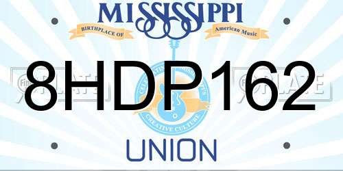 8HDP162 Mississippi License Plate