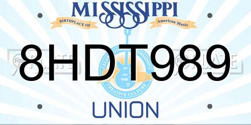 8HDT989 Mississippi License Plate