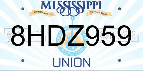 8HDZ959 Mississippi License Plate