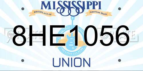 8HE1056 Mississippi License Plate