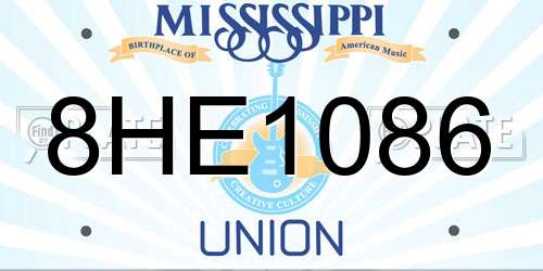 8HE1086 Mississippi License Plate