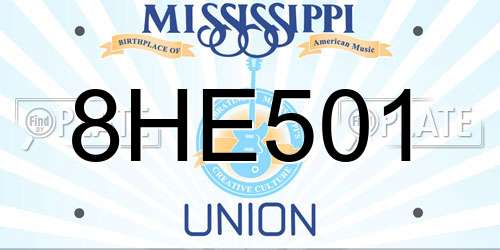 8HE501 Mississippi License Plate