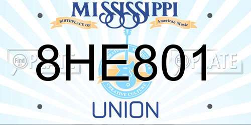 8HE801 Mississippi License Plate