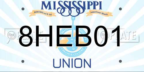 8HEB01 Mississippi License Plate