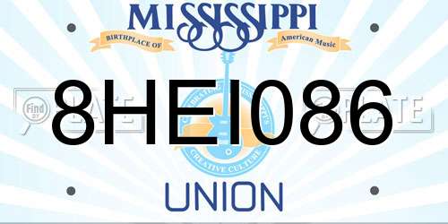8HEI086 Mississippi License Plate