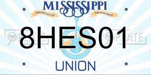 8HES01 Mississippi License Plate