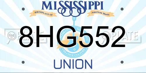 8HG552 Mississippi License Plate