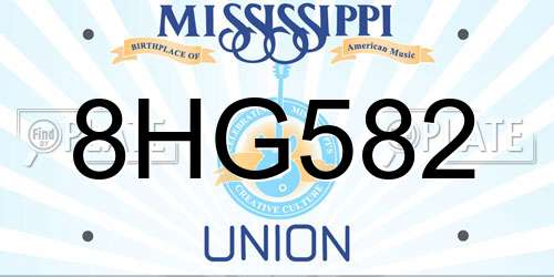 8HG582 Mississippi License Plate