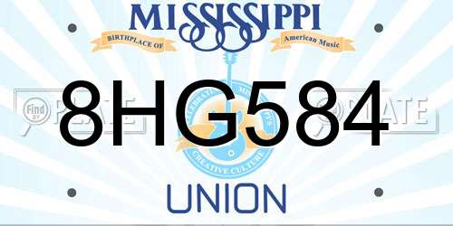 8HG584 Mississippi License Plate