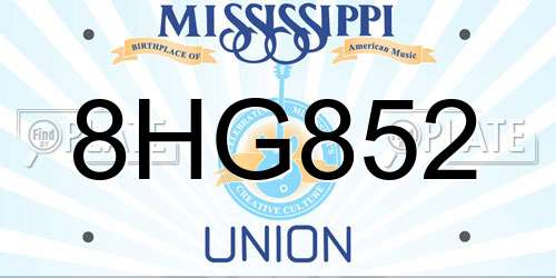 8HG852 Mississippi License Plate